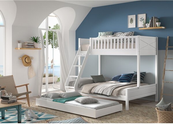 Letto a castello bianco per bambini 140x200/90x200 cm Scott - Vipack