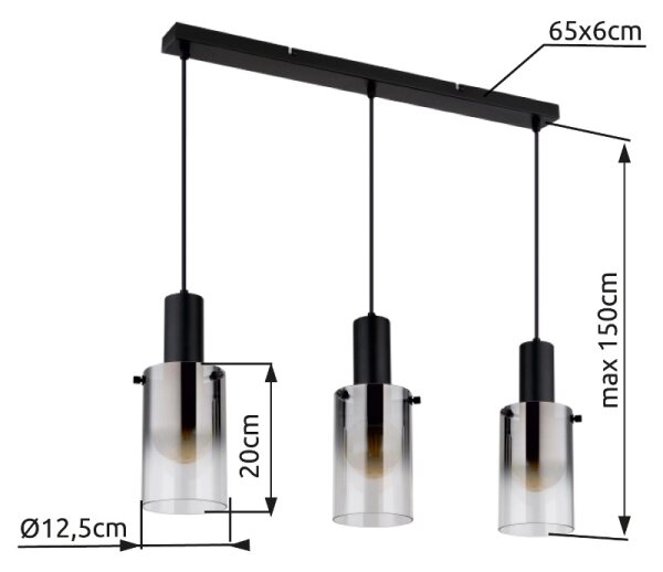 Globo 15907-3H - Lampadario a sospensione con filo FLORENTINA 3xE27/40W/230V nero