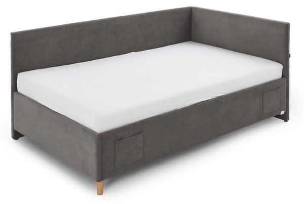 Letto da bambini con sponde color antracite imbottito con contenitore con rete inclusa 90x200 cm Cool – Meise Möbel