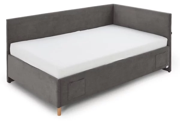 Letto da bambini con sponde color antracite imbottito con contenitore con rete inclusa 90x200 cm Cool – Meise Möbel