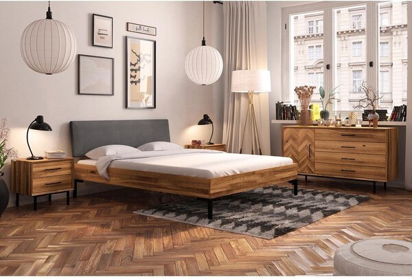 Letto matrimoniale in rovere con testiera imbottita 140x200 cm Abies 1 - The Beds