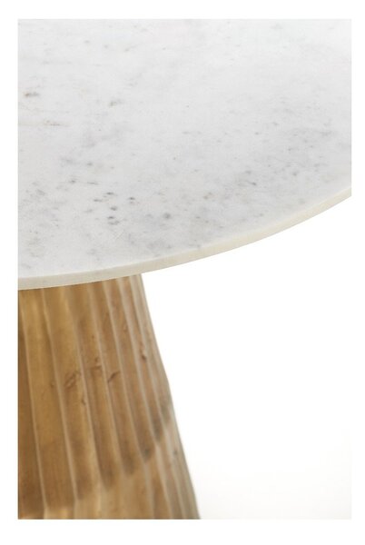 Tavolo da pranzo rotondo in bianco e bronzo con piano in marmo ø 100 cm Leyda - Light & Living