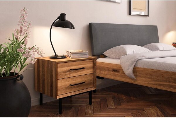 Letto matrimoniale in rovere con testiera imbottita 140x200 cm Abies 1 - The Beds