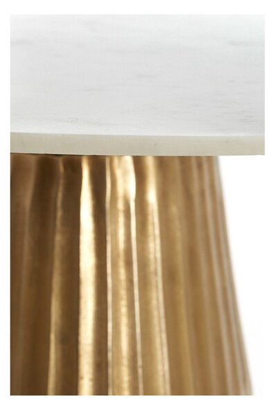 Tavolo da pranzo rotondo in bianco e bronzo con piano in marmo ø 100 cm Leyda - Light & Living