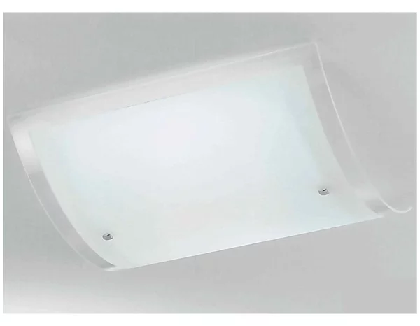 VELA GRANDE PLAFONIERA VETRO RETTANGOLARE BIANCO BORDO TRASPARENTE