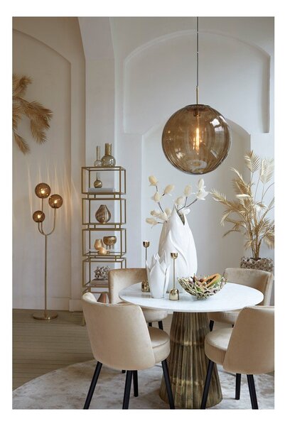 Tavolo da pranzo rotondo in bianco e bronzo con piano in marmo ø 100 cm Leyda - Light & Living