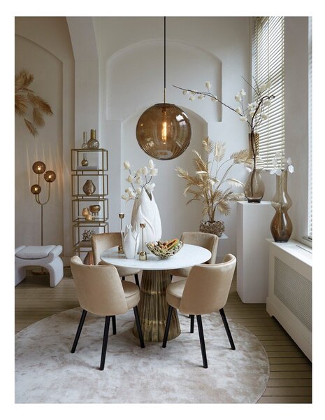 Tavolo da pranzo rotondo in bianco e bronzo con piano in marmo ø 100 cm Leyda - Light & Living