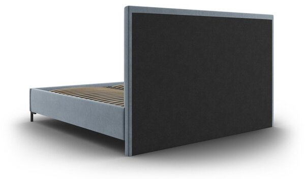 Letto matrimoniale imbottito blu chiaro con contenitore con griglia 160x200 cm Casey - Mazzini Beds