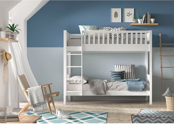 Letto a castello in pino bianco con spazio contenitivo 90x200 cm SCOTT - Vipack