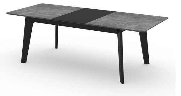 Tavolo da pranzo pieghevole nero con piano in cemento 100x180 cm Shadow - TemaHome