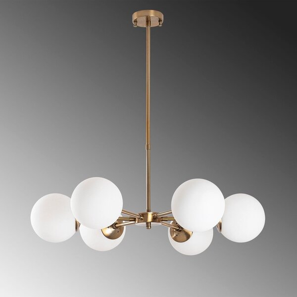 Lampadario bianco/color ottone con paralume in vetro ø 73 cm Akkas – Opviq lights