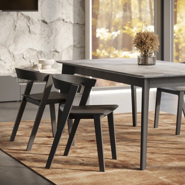 Tavolo da pranzo pieghevole nero con piano in cemento 100x180 cm Shadow - TemaHome