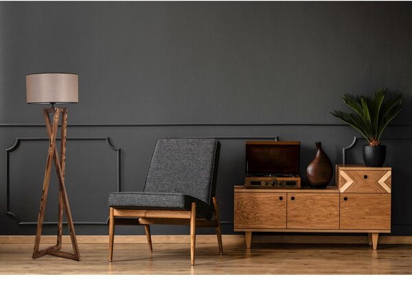 Lampada da terra marrone con paralume in tessuto (altezza totale 149 cm) Maçka – Opviq lights