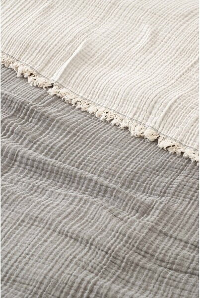Copriletto in mussola grigia per letto matrimoniale 230x250 cm - Mijolnir