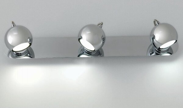 JIM BINARIO CROMO 3 LUCI CON SFERE ORIENTABILI A LED INCLUSO E SOSTITUIBILE