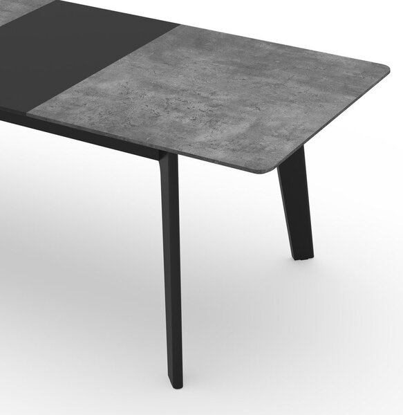 Tavolo da pranzo pieghevole nero con piano in cemento 100x180 cm Shadow - TemaHome