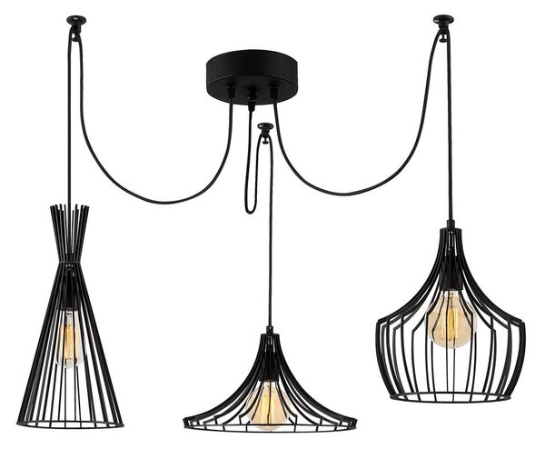 Lampadario nero con paralume in metallo Mezopotamya – Opviq lights