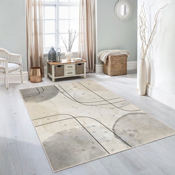 Passatoia grigia/color crema lavabile 80x200 cm Simple Lines – Mila Home