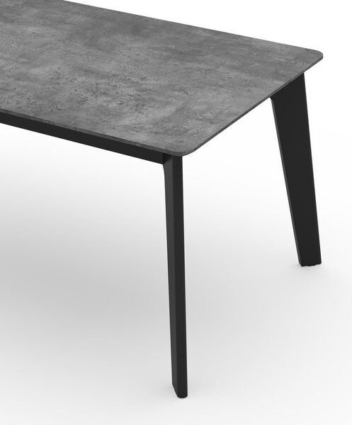 Tavolo da pranzo pieghevole nero con piano in cemento 100x180 cm Shadow - TemaHome