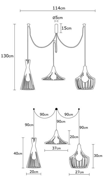 Lampadario nero con paralume in metallo Mezopotamya – Opviq lights
