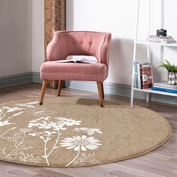 Tappeto rotondo lavabile marrone chiaro adatto per aspirapolvere robot ø 120 cm Comfort - Mila Home