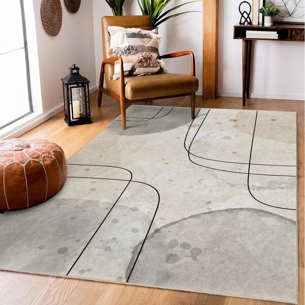 Passatoia grigia/color crema lavabile 80x200 cm Simple Lines – Mila Home