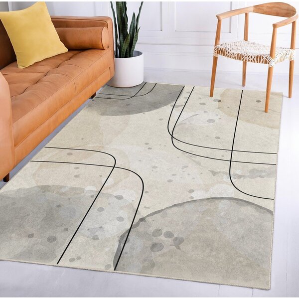Passatoia grigia/color crema lavabile 80x200 cm Simple Lines – Mila Home