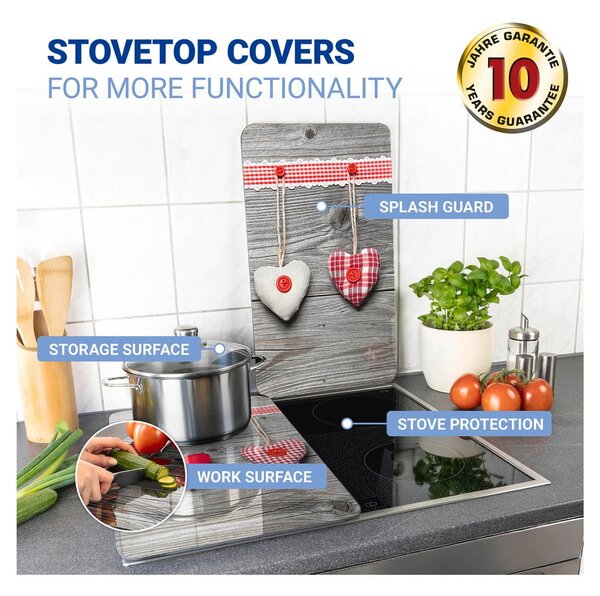 Set di 2 coperchi in vetro per stufa Heart, 52 x 30 cm Hearts - Wenko