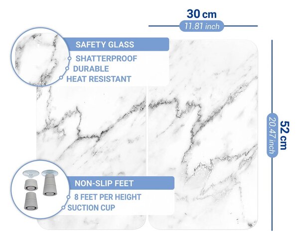 Set di 2 copri stufe in vetro, 52 x 30 cm Marble - Wenko