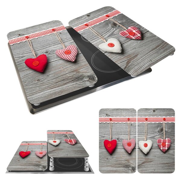 Set di 2 coperchi in vetro per stufa Heart, 52 x 30 cm Hearts - Wenko