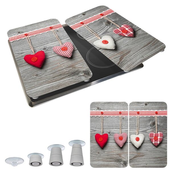 Set di 2 coperchi in vetro per stufa Heart, 52 x 30 cm Hearts - Wenko