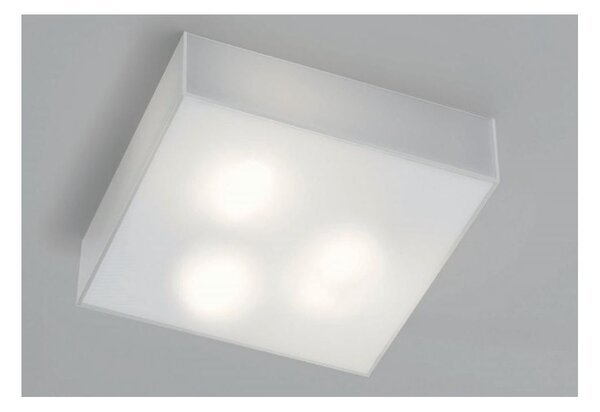CUBIC PLAFONIERA MEDIA 40X40 CM IN VETRO BIANCO LATTE LUCIDO DI ILLUMINANDO
