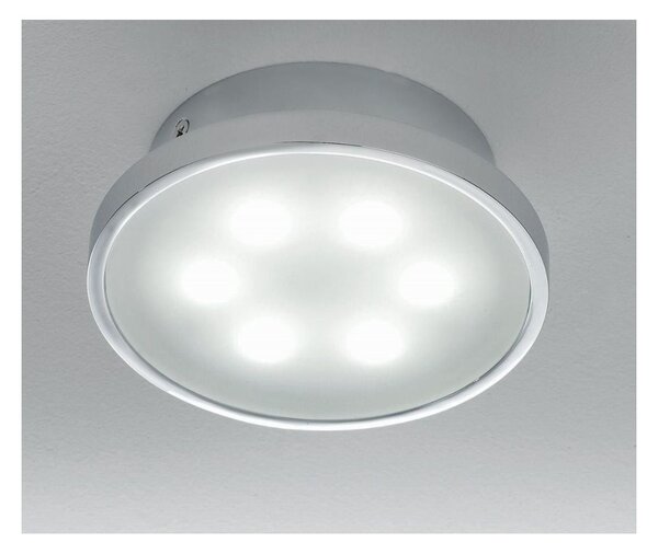 ROND APPLIQUE/PLAFONIERA LED 6W IN METALLO CROMO LUCIDO DIFFUSORE SATINATO