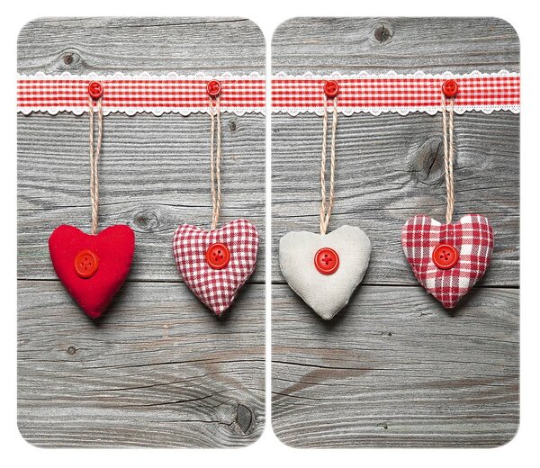 Set di 2 coperchi in vetro per stufa Heart, 52 x 30 cm Hearts - Wenko