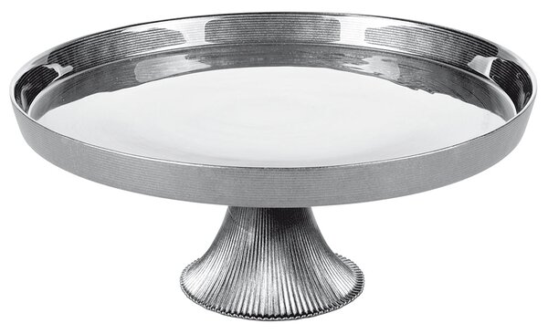 Alzata centrotavola tonda in vetro colorato con finitura metallica Elegance Sibilla - Silver