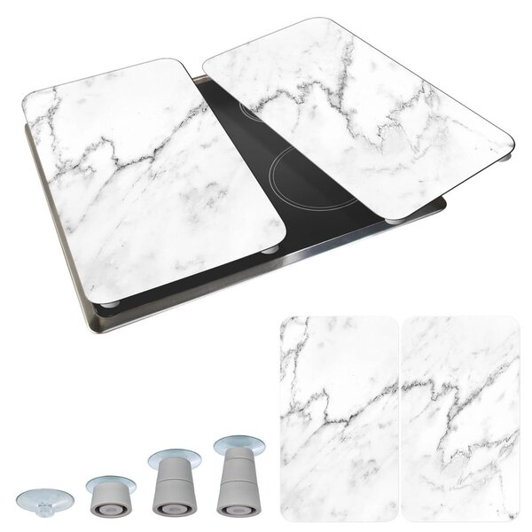 Set di 2 copri stufe in vetro, 52 x 30 cm Marble - Wenko