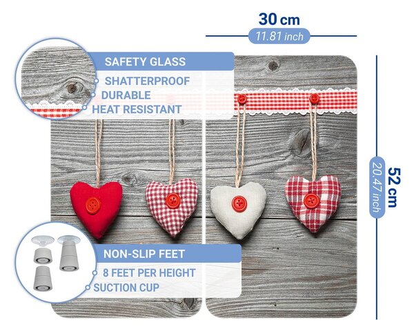Set di 2 coperchi in vetro per stufa Heart, 52 x 30 cm Hearts - Wenko