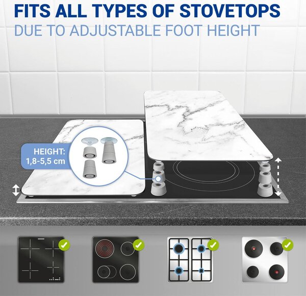 Set di 2 copri stufe in vetro, 52 x 30 cm Marble - Wenko