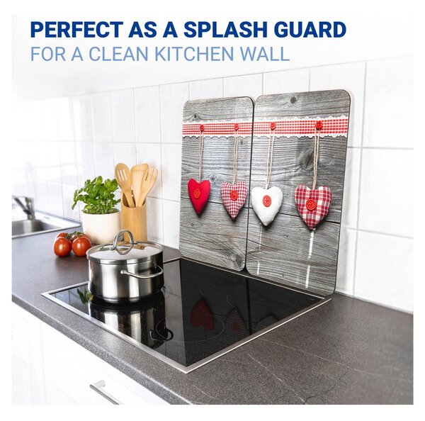 Set di 2 coperchi in vetro per stufa Heart, 52 x 30 cm Hearts - Wenko