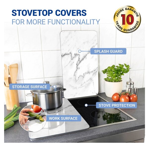 Set di 2 copri stufe in vetro, 52 x 30 cm Marble - Wenko