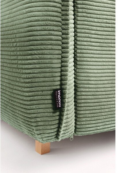 Divano angolare in verde chiaro allungabile (con penisola a destra/a forma di "U") con rivestimento in velluto a coste Tori – Bonami Selection