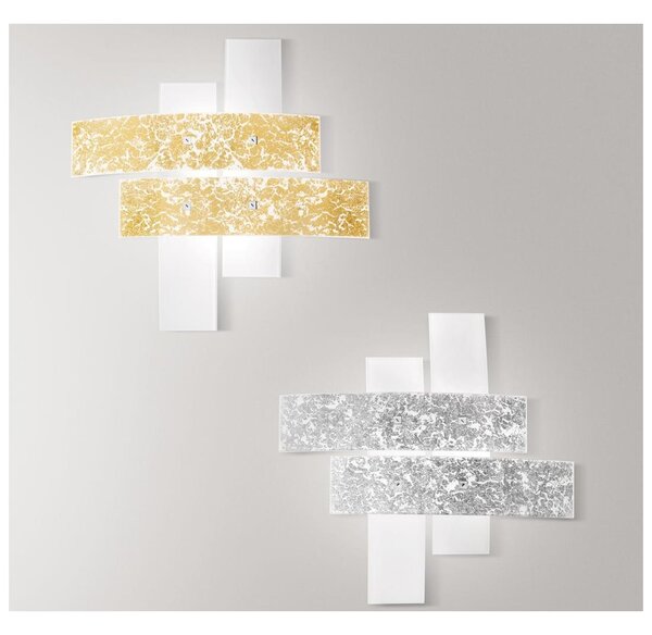 LARA LAMPADA DA SOFFITTO IN VETRO MEDIA IN FOGLIA ORO O ARGENTO DI GEA LUCE