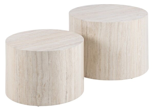 Tavolini rotondi beige con decoro in pietra in set di 2 pezzi ø 58 cm Dice - Actona