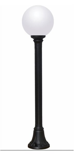 MIZAR GLOBO 25 CON SFERA TRASPARENTE FUME' O BIANCO LATTE IP55 PALO IN RESINA NERA