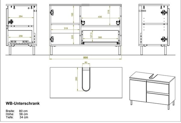 Mobile bianco sotto il lavabo in rovere 80x56 cm Torrance - Germania