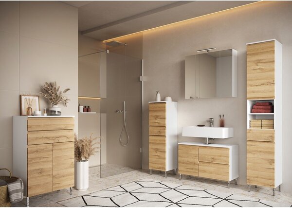 Mobile bianco sotto il lavabo in rovere 80x56 cm Torrance - Germania