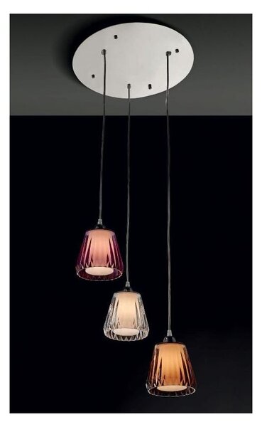 GAIA 3 SOSPENSIONE LAMPADARIO MONTATURA CROMO DIFFUSORI ACRILICO 3 COLORI MODERNA