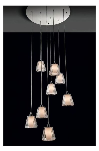 GAIA 8 LAMPADARIO SOSPENSIONE 8 LUCI PIATTO CROMO D.60 DIFFUSORI ACRILICO 3 COLORI