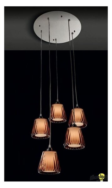 GAIA 5 LAMPADARIO SOSPENSIONE 5 LUCI PIATTO CROMO DIFFUSORI ACRILICO 3 COLORI