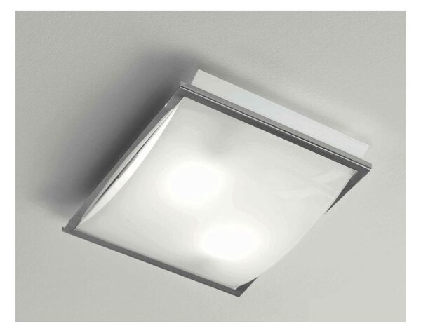 FIBBIA PLAFONIERA GRANDE CORNICE CROMO VETRO BIANCO MODERNA ECONOMICA DI ILLUMINANDO